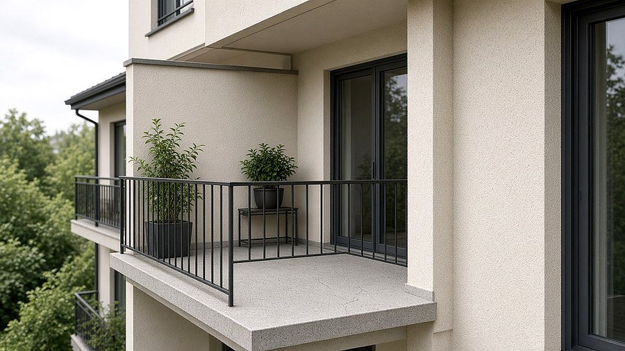 Quiet balcony before an on-site visit